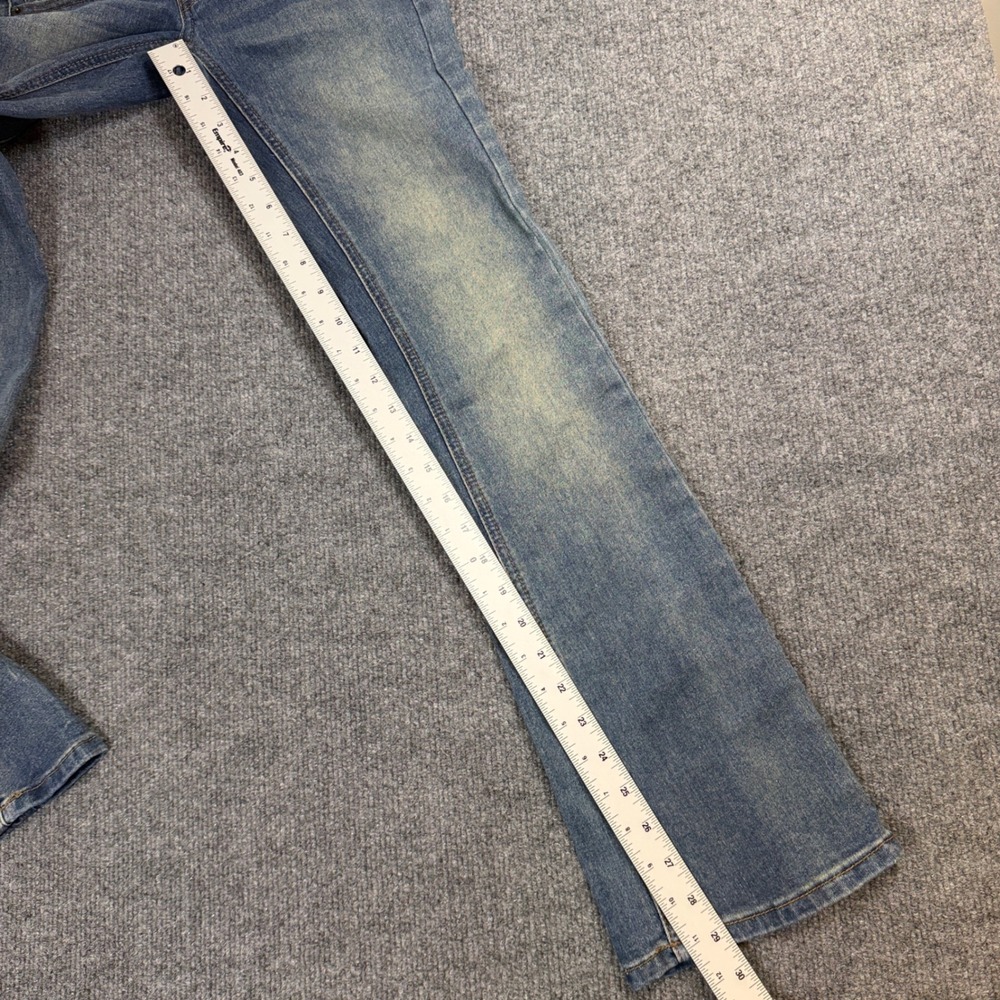Simple Society High Waisted‎ Flare Jeans Medium Wash Seam Front Size 00/23 - Picture 7 of 13